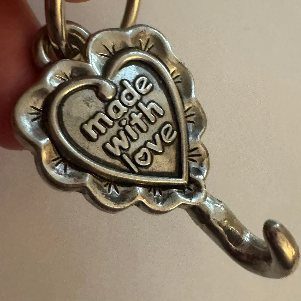 Silver Made With‎ Love Heart Key Hook Clip Charm Keychain